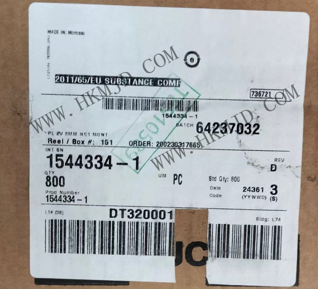 【TE泰科】汽車連接器 1544334-1 2 位置 體座 連接器 公型，接片 黑色 0.315